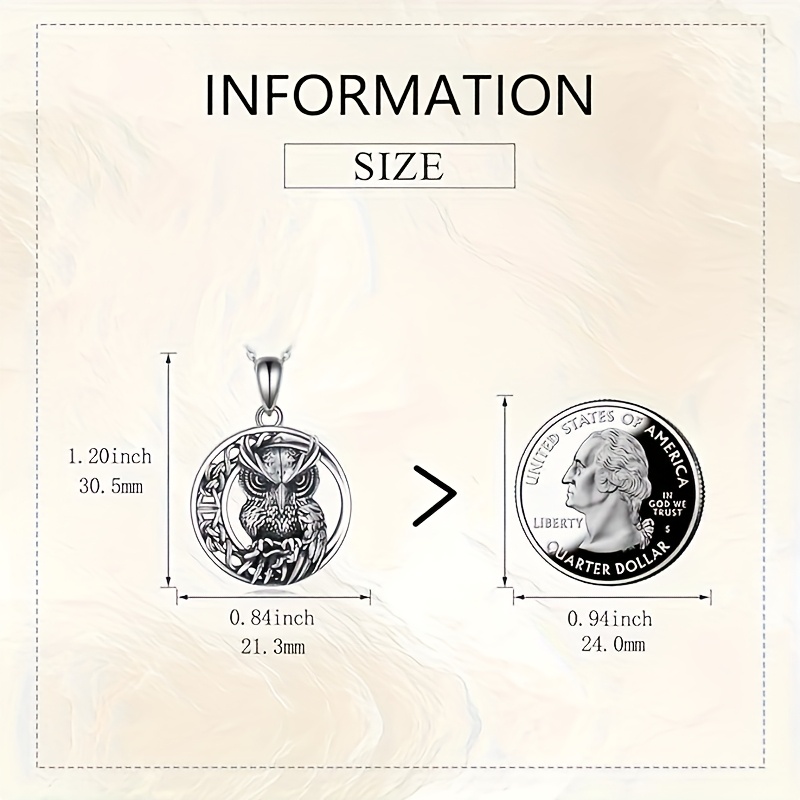 Owl Pendant Necklace Celtic Knot Jewelry S925 Hypoallergenic